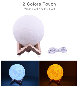 2 colors  touch moon lamp 3D